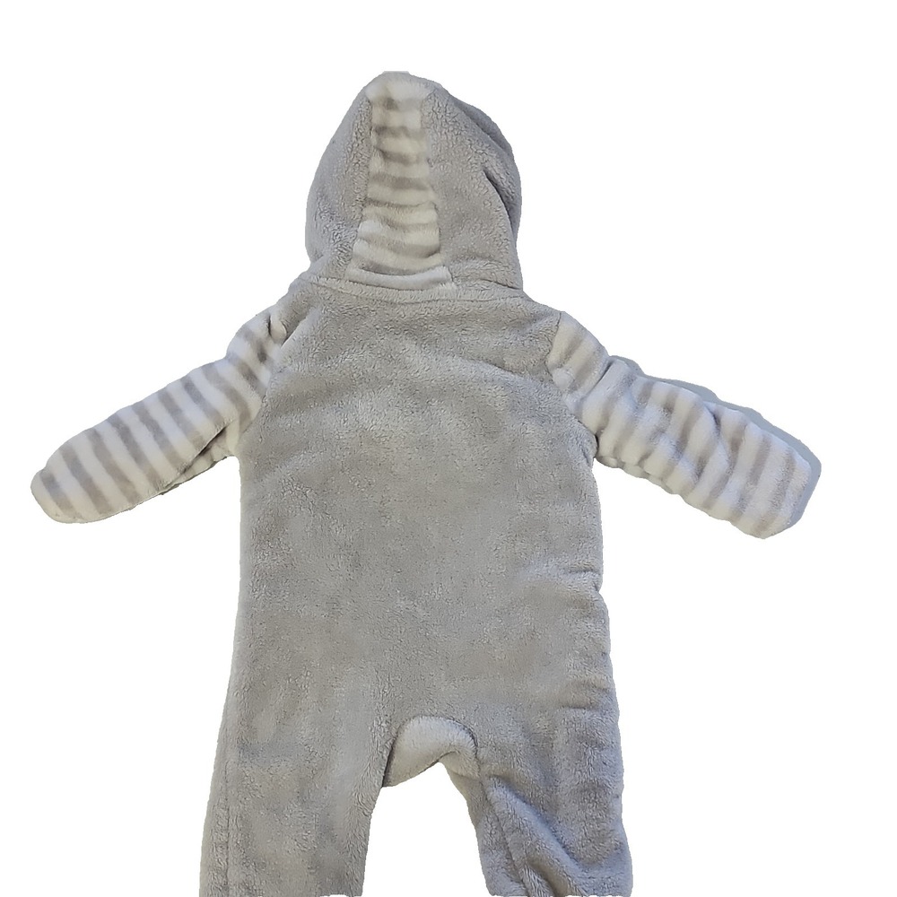 Disney Baby Mickey Mouse Hooded Fleece Coverall One-Piece Gray Striped 0/3M - Picture 3 of 3